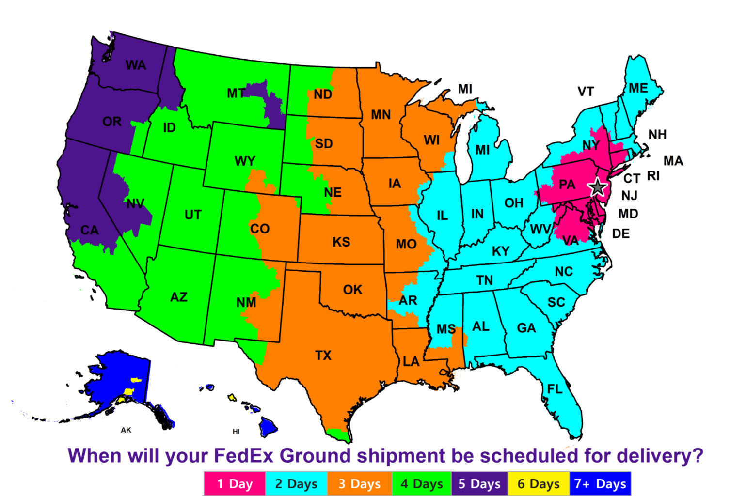 FedEx Ground Shipping Map
