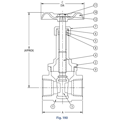 Aloyco FIG 190 Gate Valve Line Drawing