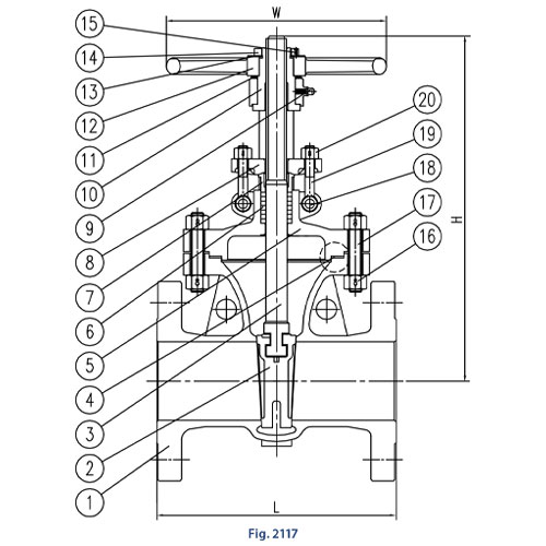 Aloyco FIG 2117 Gate Valve Line Drawing