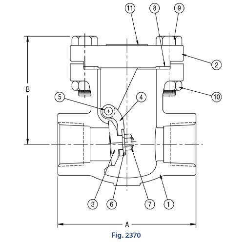 Aloyco FIG 2370 Swing Check Valve Line Drawing