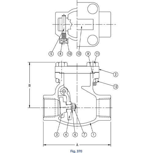Aloyco FIG 370 Swing Check Valve Line Drawing