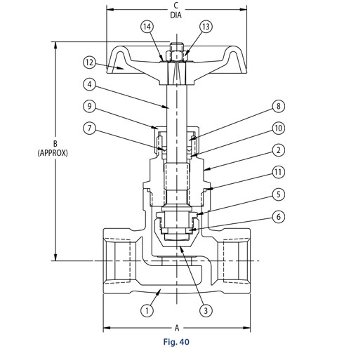 Aloyco FIG 40 Globe Valve Line Drawing