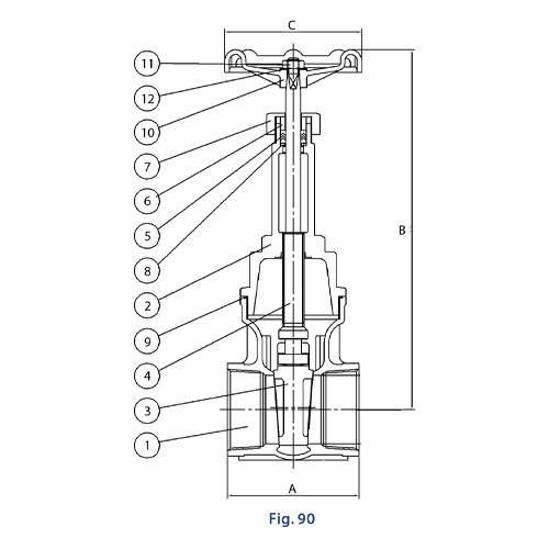 Aloyco FIG 90 Gate Valve Line Drawing