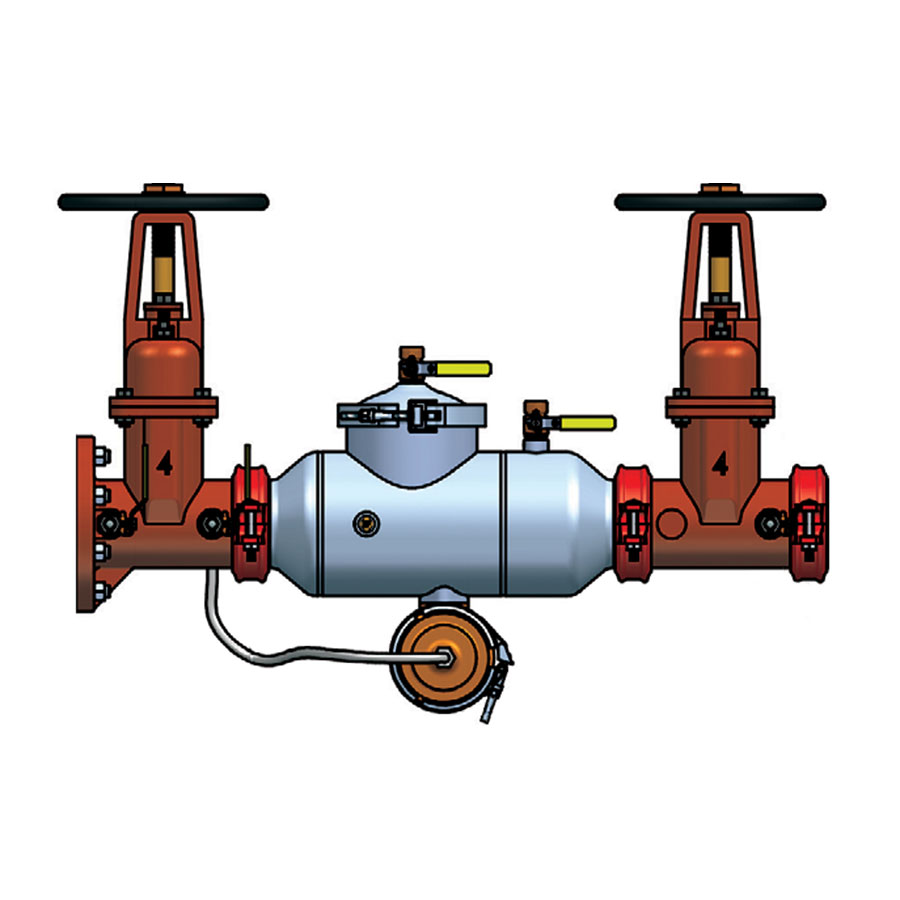 Apollo RPLF4A Backflow Preventer with NRS Flanged x Groove Shut-off Valves