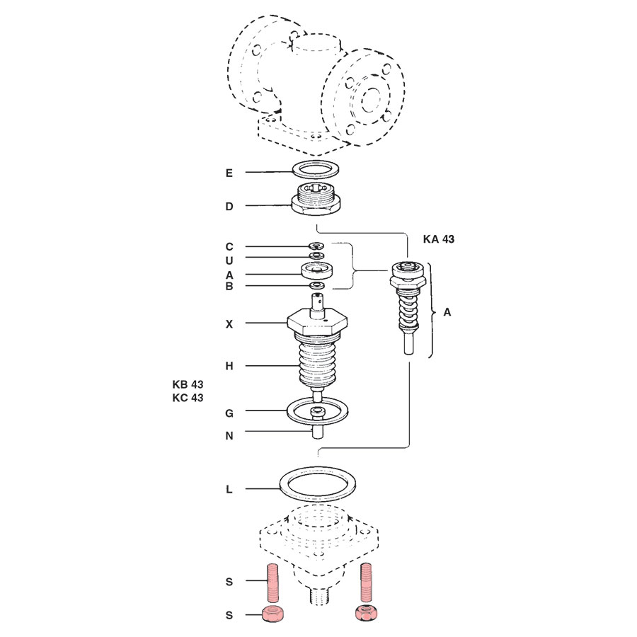 Spirax Sarco KA43 bonnet studs and nuts