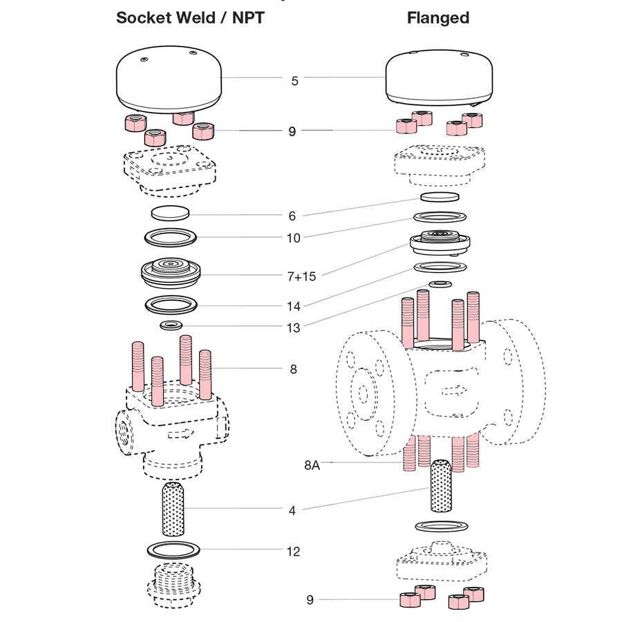 Spirax Sarco TD62 Cover Stud and Nut Set