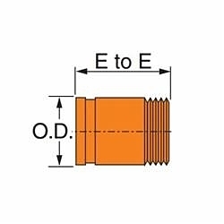 Gruvlok Nipple Grooved x Thread Diagram