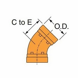 GRUVLOK  FIG 7051 Standard 45 deg Pipe Elbow