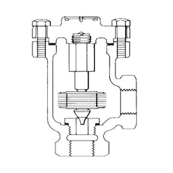 Spirax Sarco T250 Balanced Pressure Thermostatic Steam Trap Line Drawing