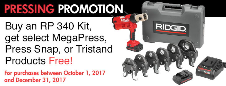 Ridgid RP 340 Press Kit Promotion 2017